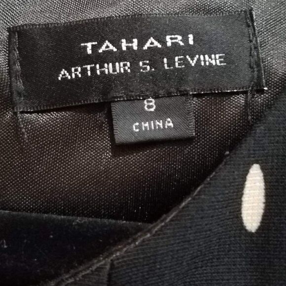 Tahari Black/Tan Polka Dot Sleveless Dress Size 8 Like New! - Picture 2 of 8